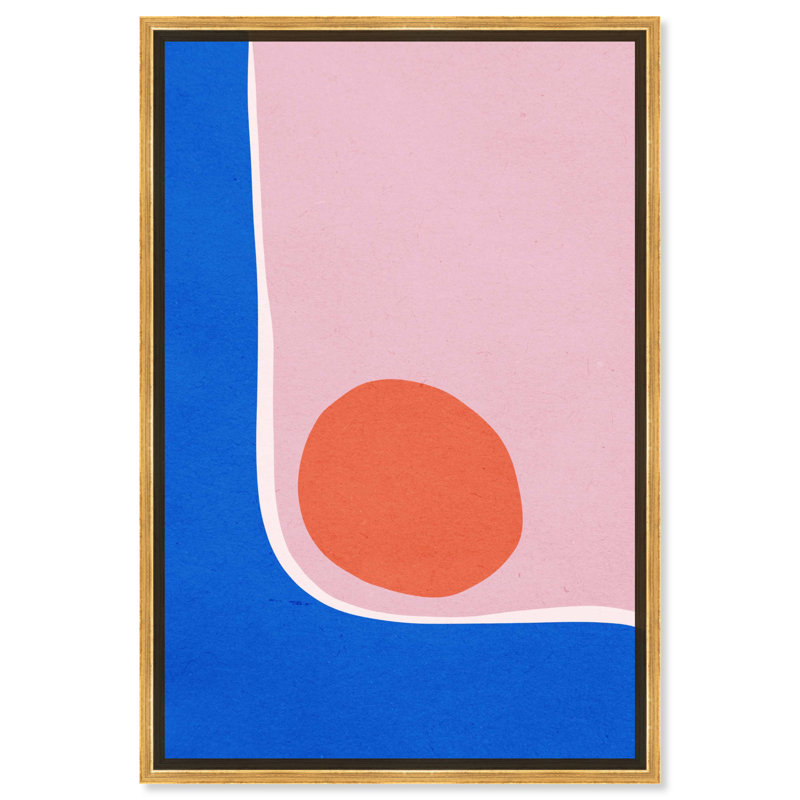«A Loner Sun», art mural abstrait géométrique moderne par Art Remedy, Encadrement doré, H 46 po x l 31 po
