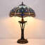 Lampe de table Tiffany Lampe de bureau en vitrail bleu 16 x 16 x 24 pouces