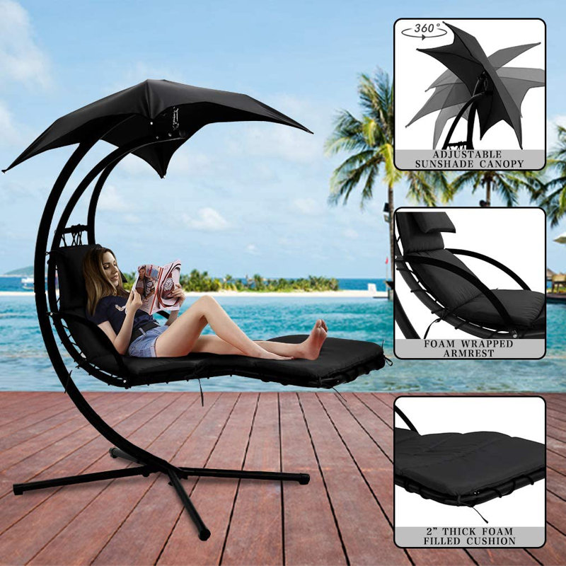 Chaise longue avec support Fairmount, Noir