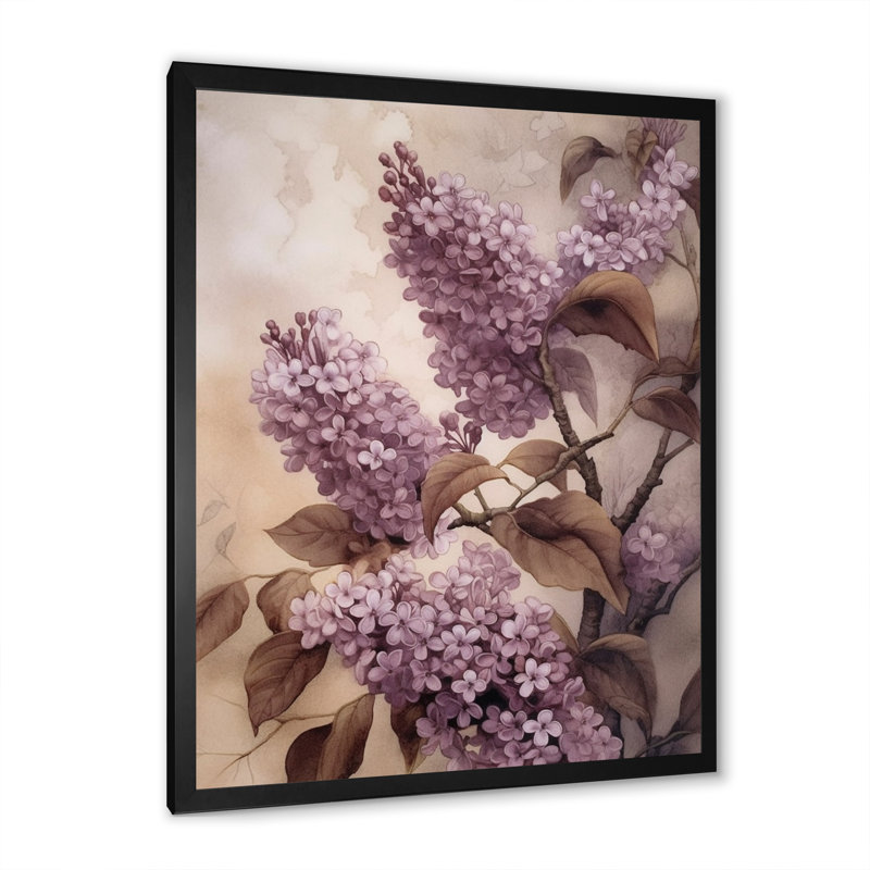 Lilas mauves parfumés III, H 44 po x l 34 po x P 1,5 po, Cadre photo noir