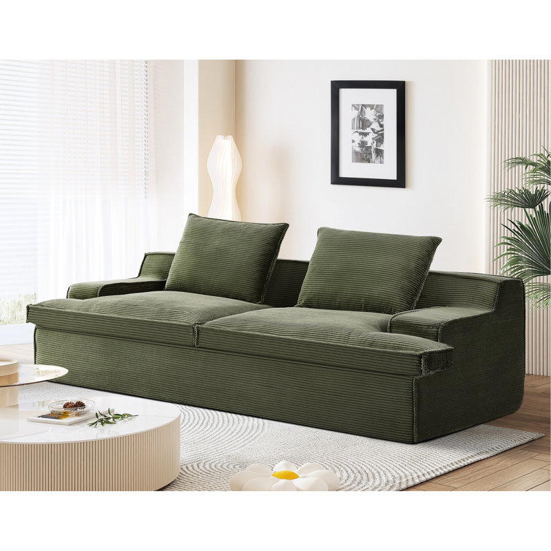 Canapé en mousse de 90 pouces pour 4 personnes - Velours côtelé doux, ergonomique, sans assemblage, siège de salon, mousse complète, 90 po