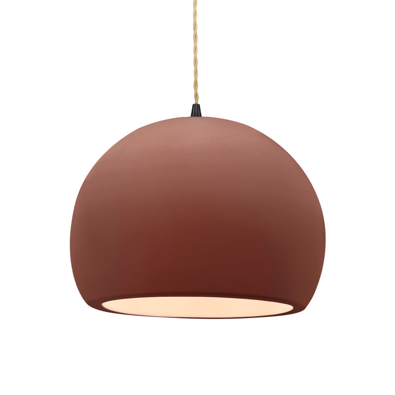 Luminaire suspendu à 1 lumière Aschwin, H 9,25 po x l 12,25 po x P 12,25 po, Argile du Canyon, Matte Black