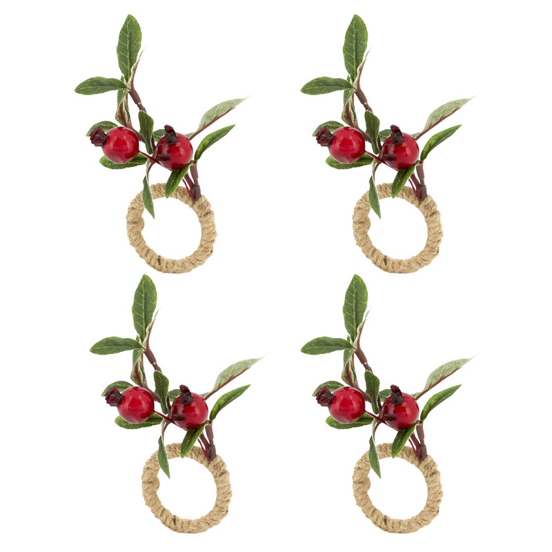 Rond de serviette cerise (ensemble de 4)