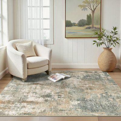 Abstract Machine Printed Area Rug