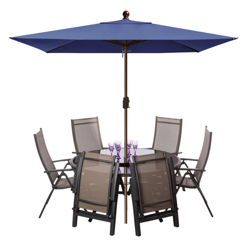 Parasol de marché rectangulaire 6 pi 6 po x 10 pi Monek, Bleu marine