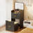 Compact Vanity Desk With Flip-up Led Mirror, Glass Drawer, And Hidden Stool Storage-608872369