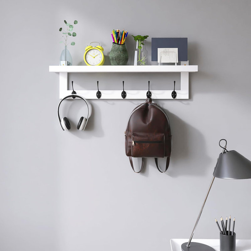 Wall 5 - Hook Coat Rack, White/Black
