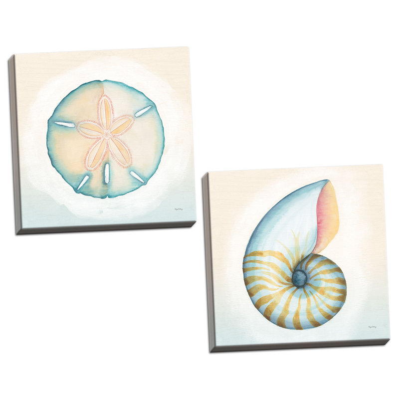 « boardwalk nautilus & sable dollar », ensemble de 2 reproductions d’art en acrylique, H 12 po x l 12 po x P 0,75 po