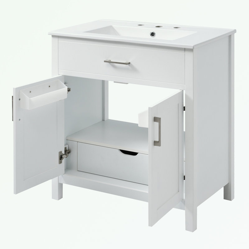 Kachine 29.9'' Single Bathroom Vanity with Top, White