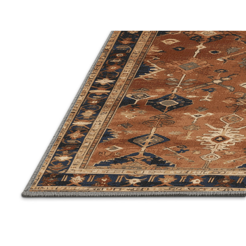 Tapis brun turc lavable à la machine, Rond 6 pi