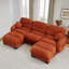 Canapé modulaire orange en chenille plissée 3 places avec mousse ergonomique haute densité, canapé modulaire en forme de U avec 2 repose-pieds, accoudoirs courbés et 2 coussins décoratifs