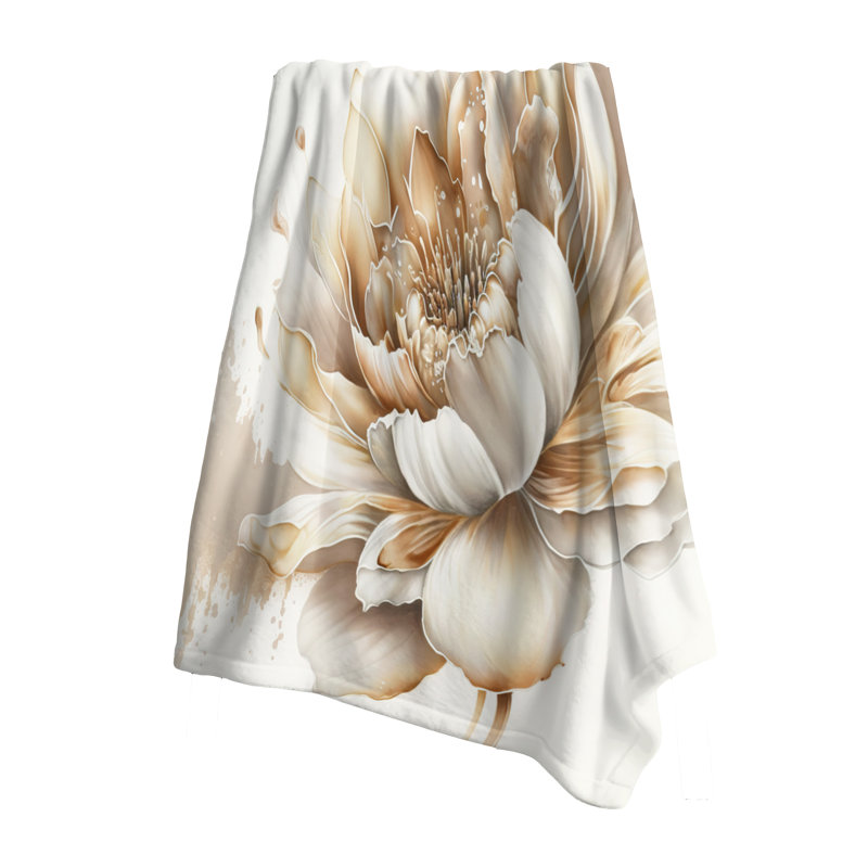 Jeté Blooming Beige Floral Design I - Floral