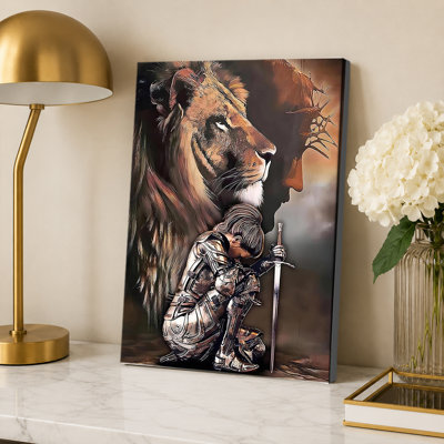 Lion Warrior God Warrior Lion of Judah Religious Poster