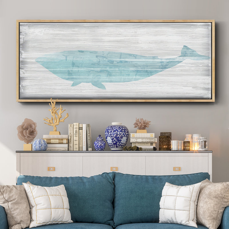 Baleine IV - toile encadrée, H 12 po x l 30 po