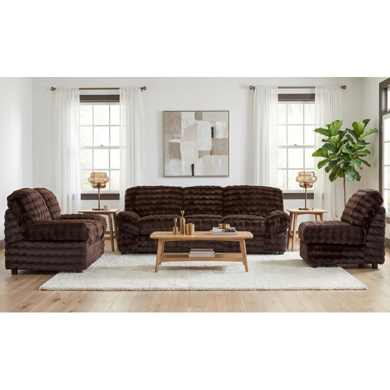 Causeuse texturée 72 "- Loft ébène, Chocolat Loft