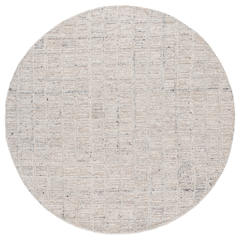 Pine 115 Hand Tufted Wool Pile Geometric Rug, Round 6'