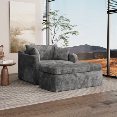 Très grand fauteuil d'appoint rembourré avec repose-pieds 45,1 po