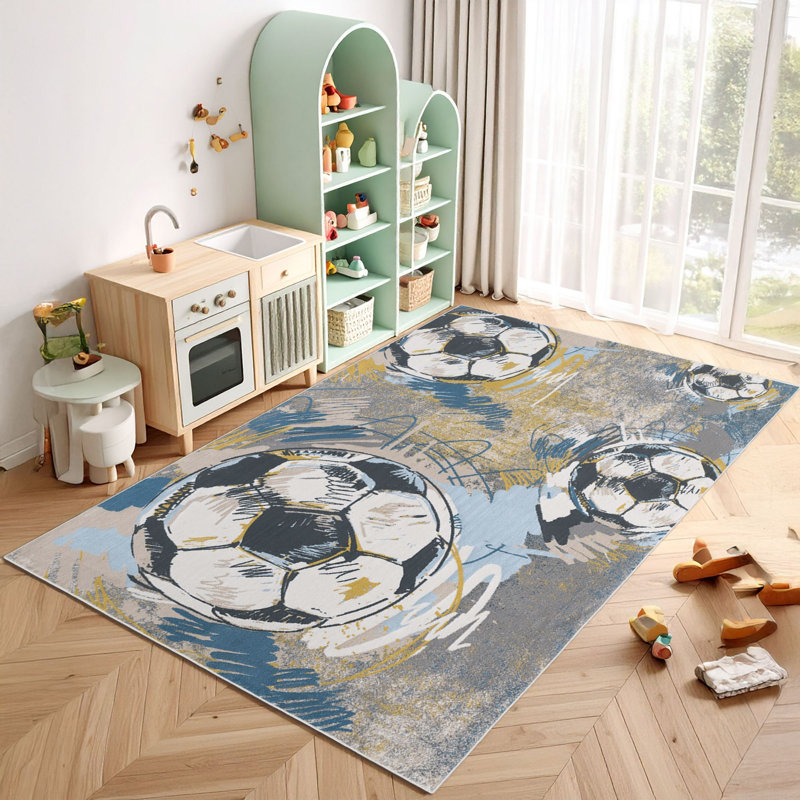 Tapis écologique (2 pi x 3,3 pi), 100% polyester, 650 g / m² | Pois antibactérien et antidérapant en PVC, hauteur des poils: 0,2 po | Lavable à la machine, impression numérique, parfait pour le salon et la chambre à coucher
