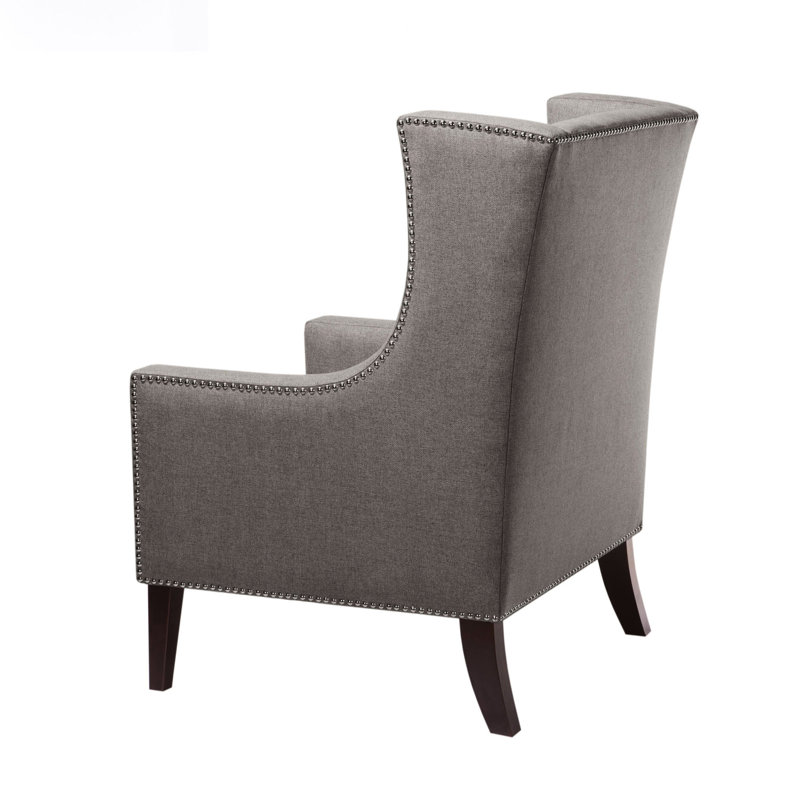 Fauteuil, revêtement gris foncé, dossier à dossier amovible de 1,5 po x 2,5 po, pieds en bouleau amovible, mousse haute