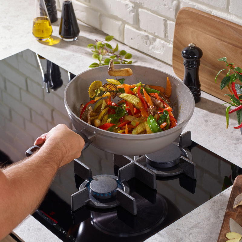 Fissler Ceratal Comfort Ceramic Non-Stick Wok, Warm Grey, Made without PFAS, 11"