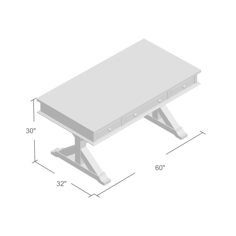 Brookstonval Solid Wood Writing Desk, Unfinished