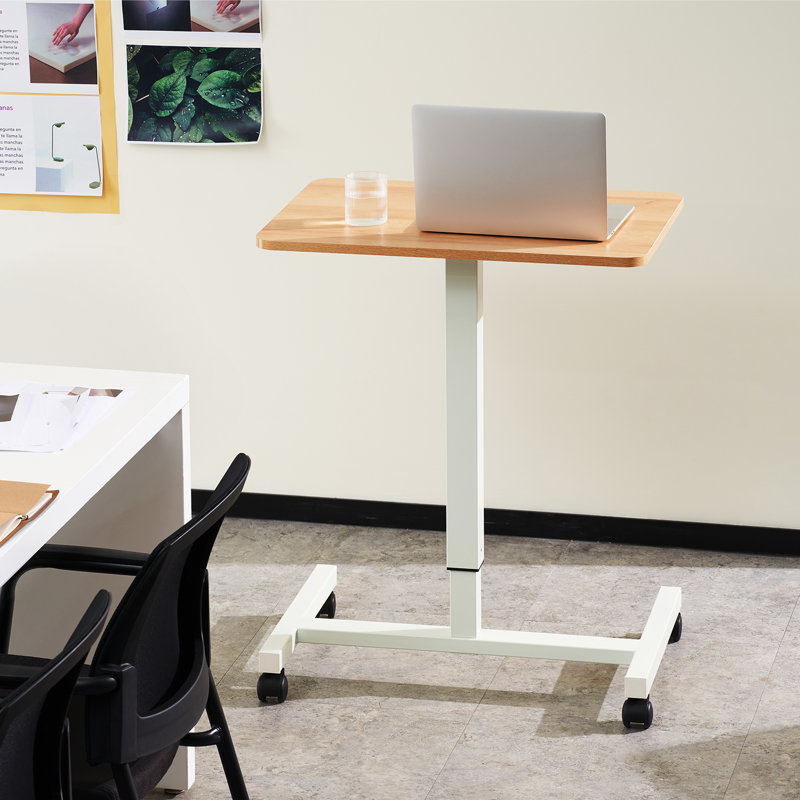 Chariot roulant réglable pour ordinateur portable, Brun clair / blanc