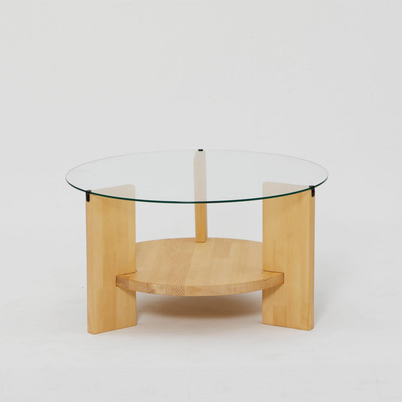 Table basse moderne en chêne de 29,5 po x 15,7 po x 29,5 po | Plateau 100% verre trempé, cadre 100% bois de pin massif | Design scandinave, élégant et durable | Parfait pour le salon, décor élégant et fonctionnel