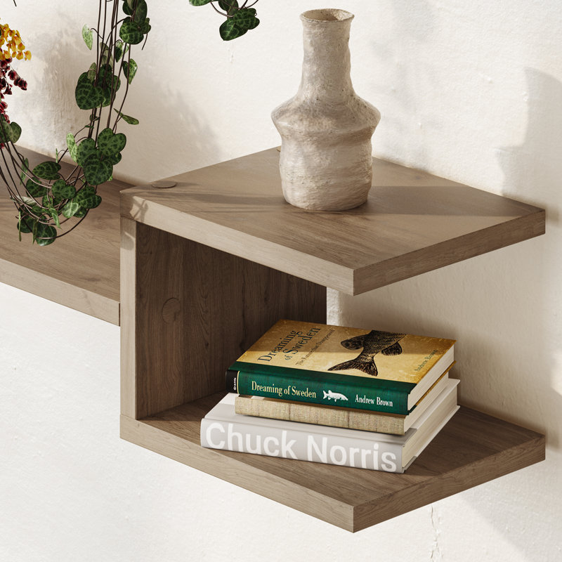 Modern Floating Wall Shelves, Natural Oak