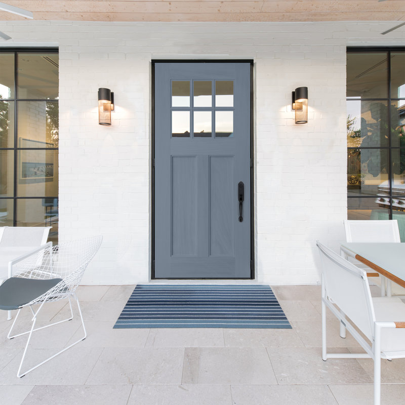 Porte d'entrée pré-suspendue en acajou non plaqué 36 "x 80" Mission par Prestige Door Mission, 6,56 po de largeur du bras