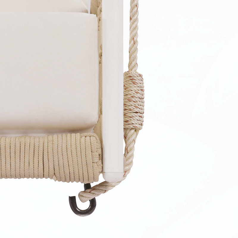 Balancelle de charme pour deux personnes avec coussins moelleux, Beige, Blanc