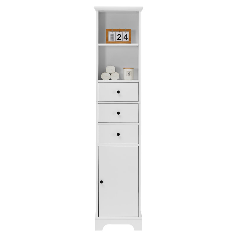 Armoire autoportante blanche avec 3 tiroirs et tablette réglable, pour le rangement de la cuisine de la salle de bain, de la chambre à coucher et de la salle à manger