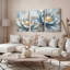 Ensemble de 3 tableaux sur toile tendue représentant des fleurs de lotus bleus, pour la décoration du salon et de la chambre.-766119890