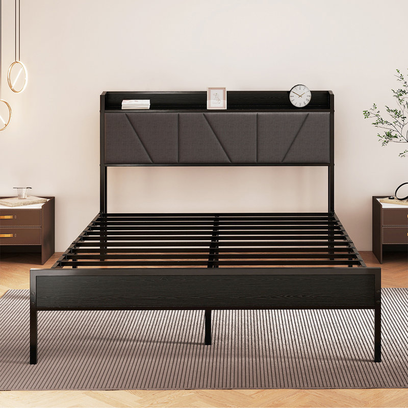 Upholstered Bed, Double (4'6), Black