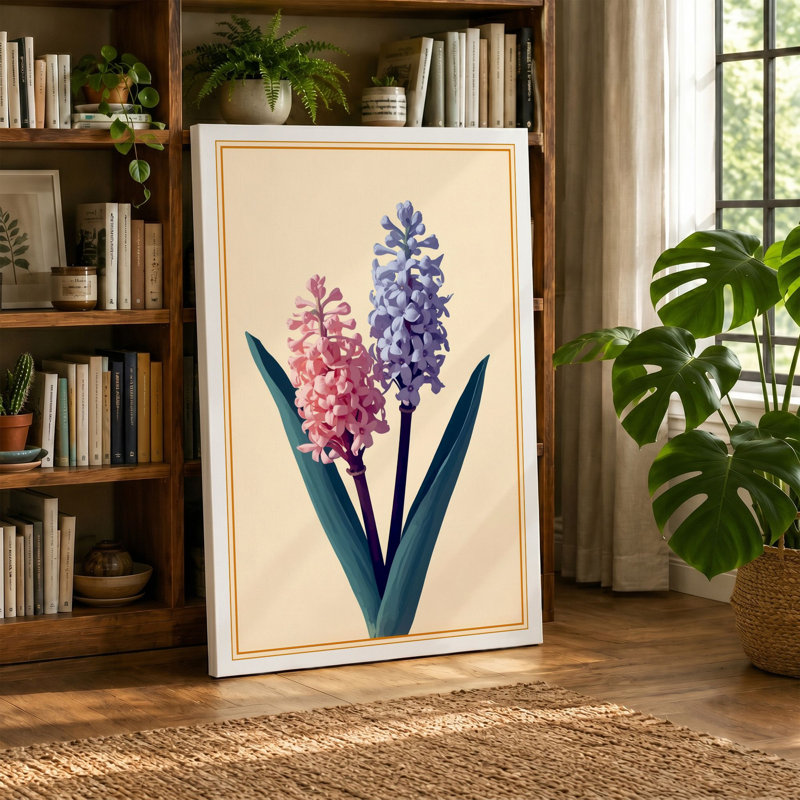 Hyacinth Study Botanical - Wrapped Canvas, 24x16 - 61.0 x 40.6 cm, Terracotta Border
