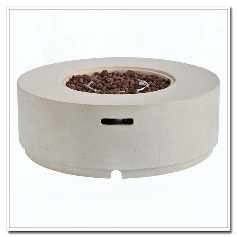 Outdoor Propane Fire Pit, Beige White