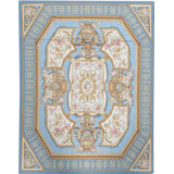 Hand-Knotted High-Quality Blue and Blue Area Rug