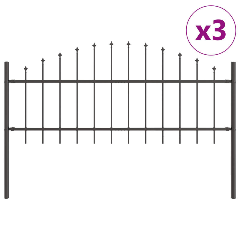 Aairah Farming and Garden Fence Panel, Brown, 3 Posts, 115 cm H x 170 cm W