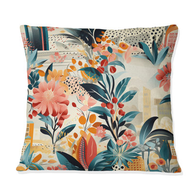 Urban Jungle City Tropical Pattern - Floral Polyester Throw Pillow