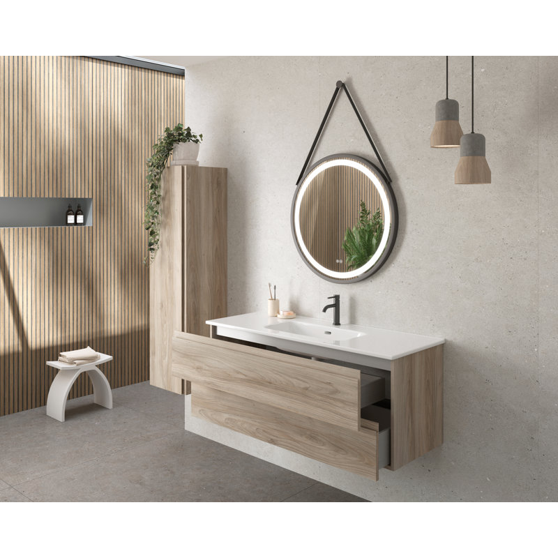 Ensemble de meuble-lavabo mural simple 47 po Jasso, Gris