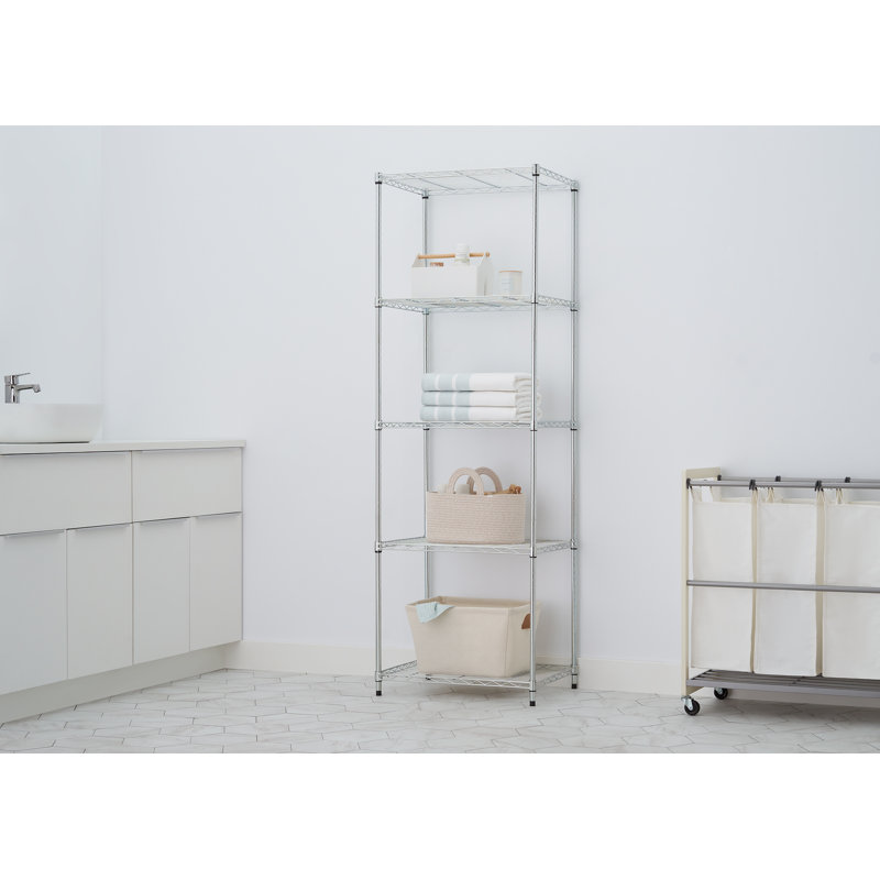  Étagère grillagée en métal à 5 niveaux 24 po x 18 po x 72 po Basics Ecostorage® / chrome, Chrome chrome