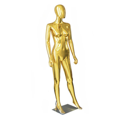 Female Full Body Mannequin Dress Form – 70" Adjustable Full Body Manikin, Detachable Plastic Model with Gold Plated Finish, Metal Stand & Base