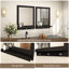 Miroir mural avec tablettes et crochets, noir-123706616