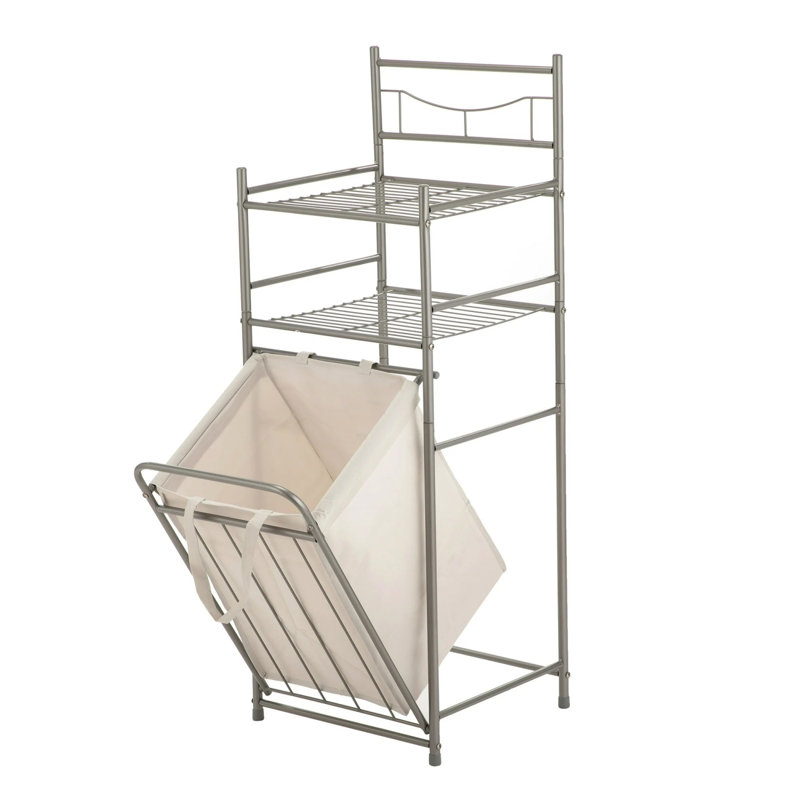 2-Shelf Steel Storage Shelf Unit with Hamper