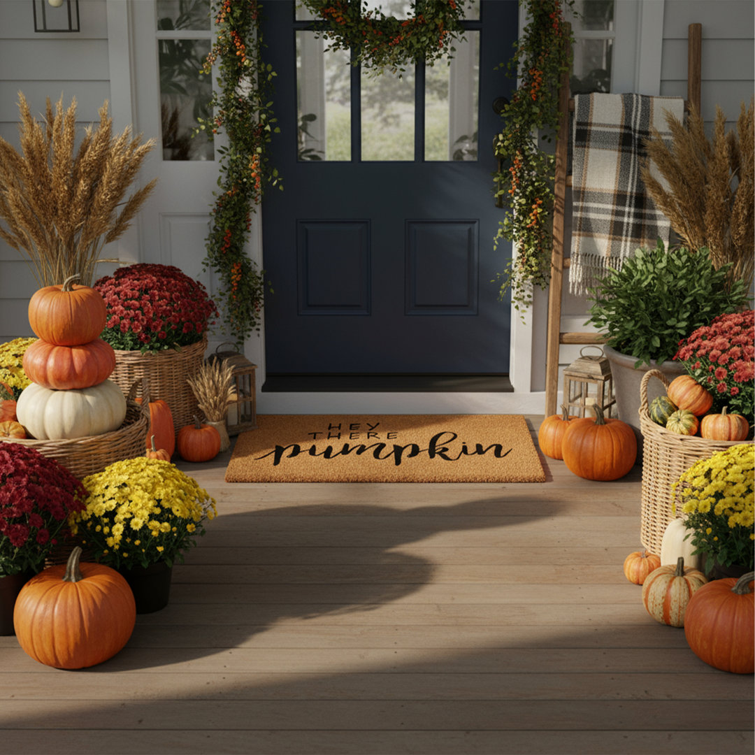 Cardonaghy Hey There Pumpkin Non-Slip Indoor and Outdoor Door Mat Trinx Mat 