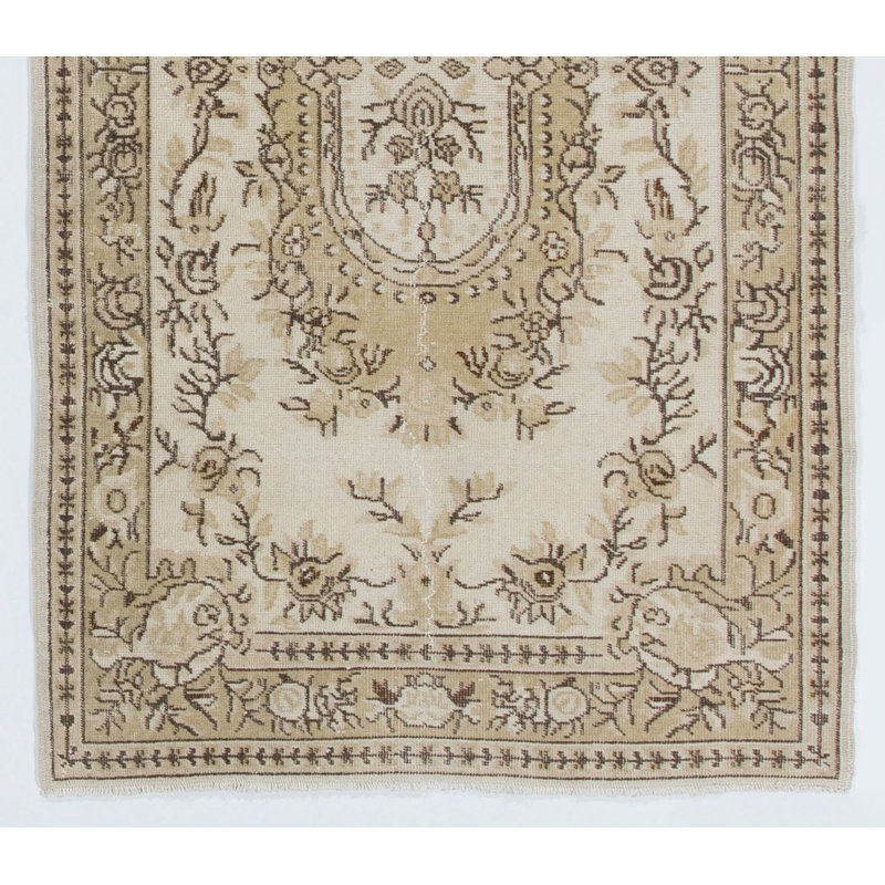 Vintage French Aubusson Design Rug in Neutral Colours, Wool Handmade Carpet