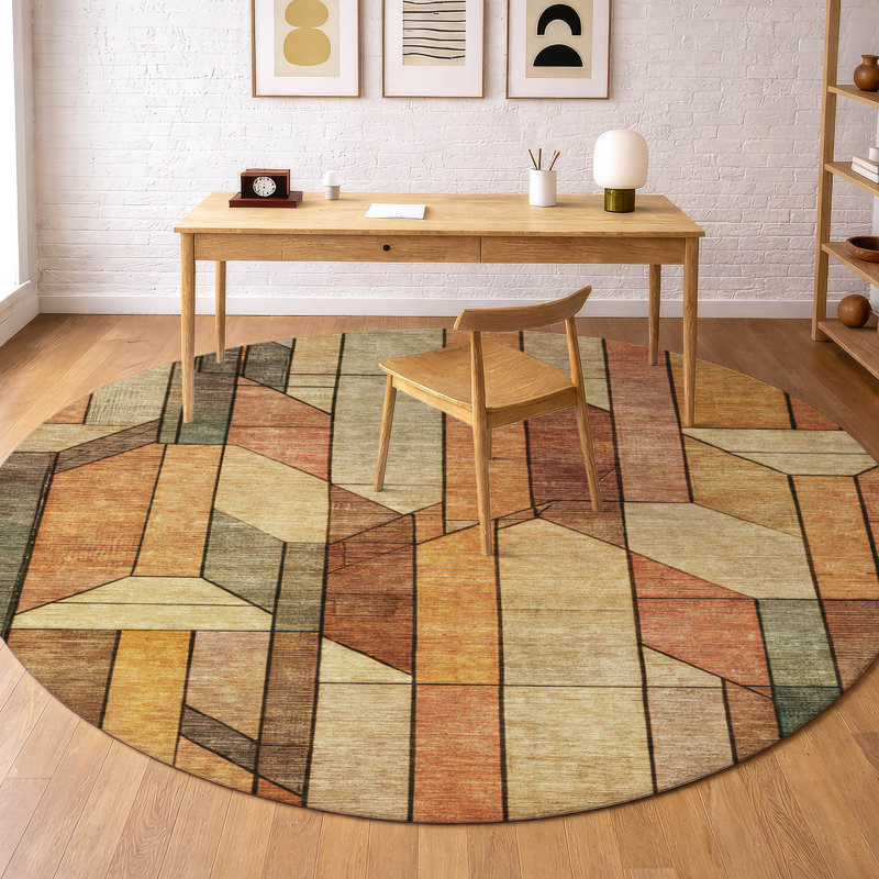 Machine Washable Indoor/Outdoor Chantille ACN2867 Modern Rug, 8' Round, Copper