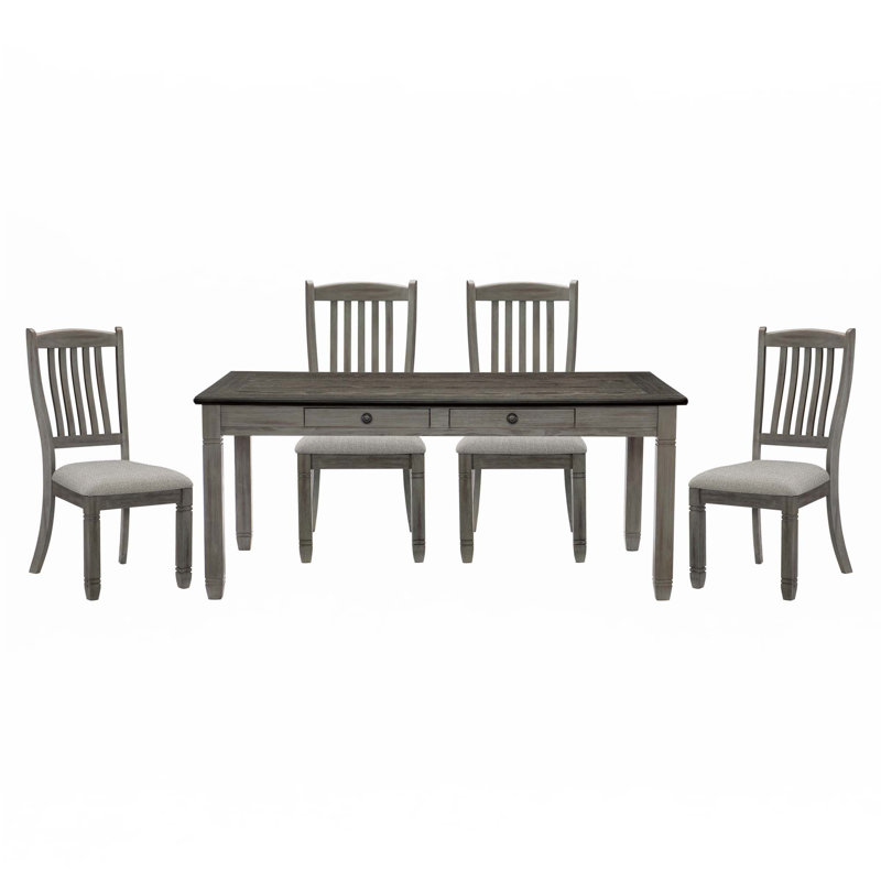 5Pc Dining Set Table W 6X Drawers