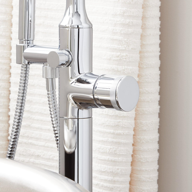 Lentz Floor Mounted Tub Filler Faucet, Chrome, Knob