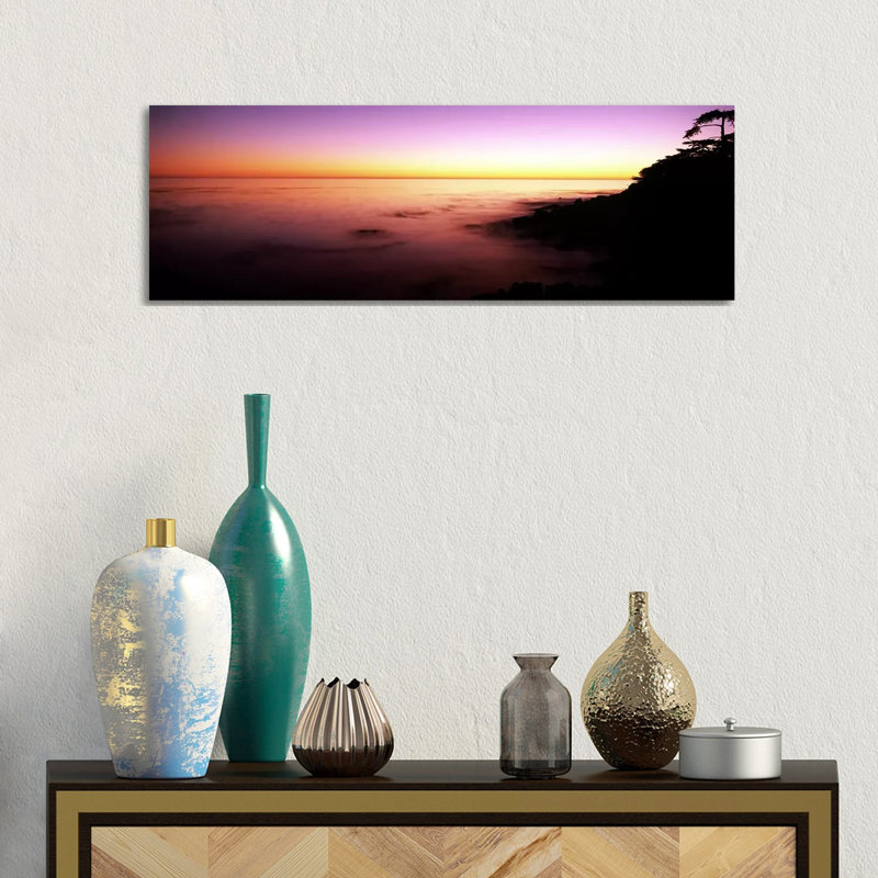 Sea At Sunset, Point Lobos State Reserve, Carmel, Monterey County, California, USA - Wrapped Canvas Panoramic Print