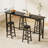 Modern Minimalist 4-Person Bar Table And Stool Set – Rectangle Bar Counter With Iron Legs And Wooden Seats-637178166-637178164-637178160